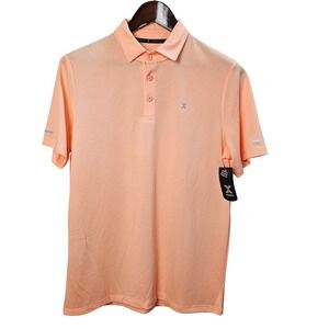 Xersion EverAir Mens‎ Small Polo Shirt Orange Cool Cantaloupe Quick-Dri NWT New